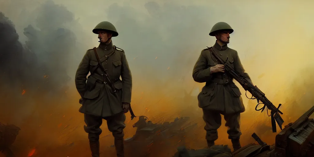 world war 1 soldier having ptsd in the middle of | Stable Diffusion