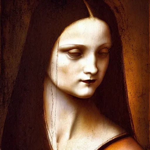 Prompt: a painting of a woman with long hair by leonardo da vinci, pixabay contest winner, academic art, da vinci, academic art, detailed painting