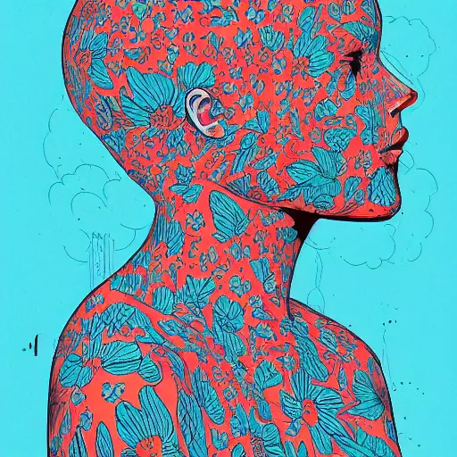 Image similar to : a human and a flower james jean art style