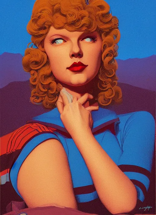 Prompt: portrait of talyor swift cheerleader, twin peaks poster art, from scene from twin peaks, by maxfield parrish, kilian eng, artgerm, retro, nostalgic, old fashioned