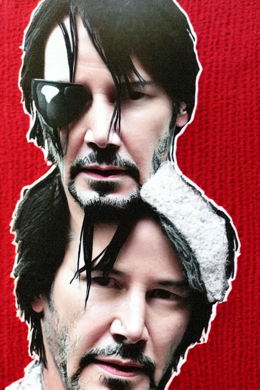 Prompt: Keanu Reeves made out of wool