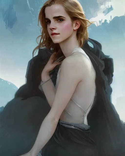 Prompt: '' Portrait of Beautiful blonde emma watson in her early 30’s, league of legends, LOL, fantasy, d&d, digital painting, artstation, concept art, sharp focus, illustration, art by greg rutkowski and alphonse mucha ''