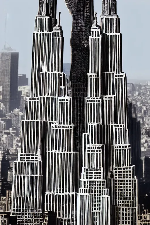 Prompt: The Empire state building in a parallel universe, in the style of La Sagrada Familia by Antoni Gaudi, CG Society