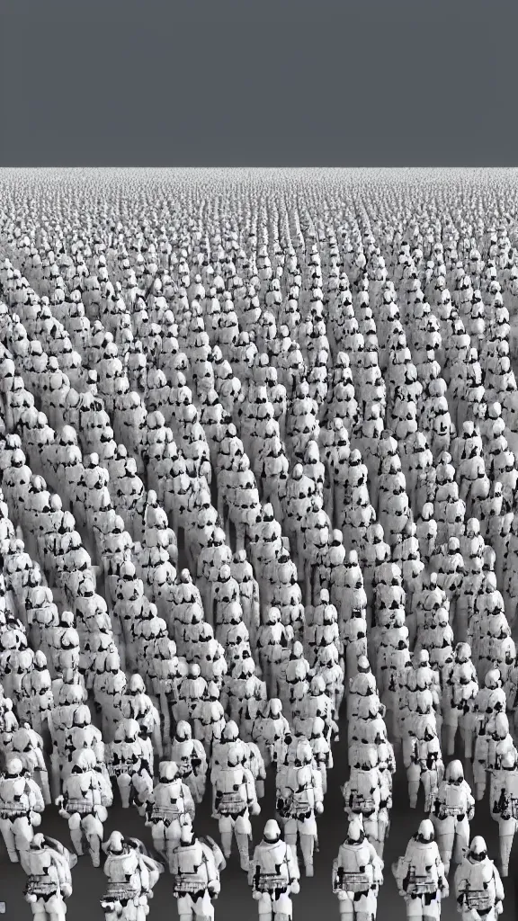 Image similar to army of 1000s of Obama clones in a stormtrooper like herd by Beeple, 4K