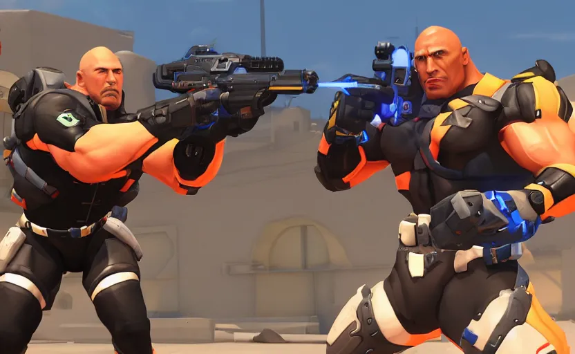 Image similar to the rock as soldier 7 6 in overwatch, in game screenshot