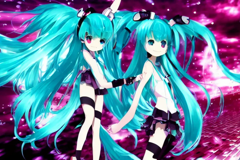 hatsune miku themed linux desktop environment, linux | Stable Diffusion