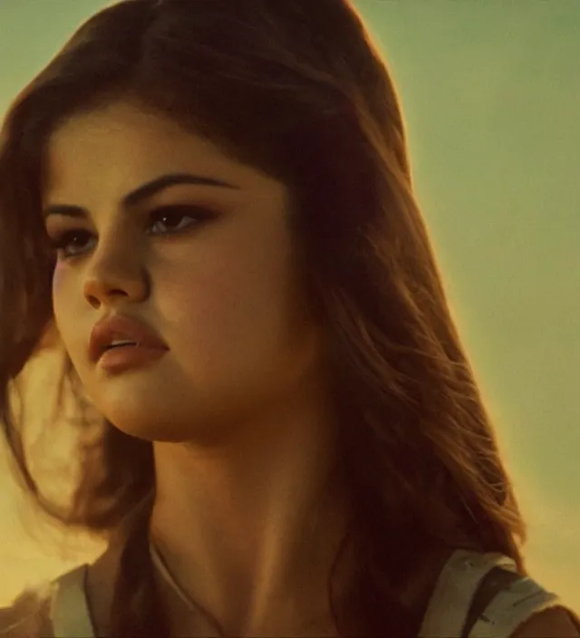 Image similar to selena gomez in star wars, movie still frame, hd, remastered, film grain, cinematic lighting