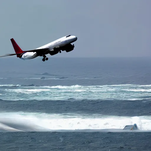 Image similar to plane flying into a tsunami