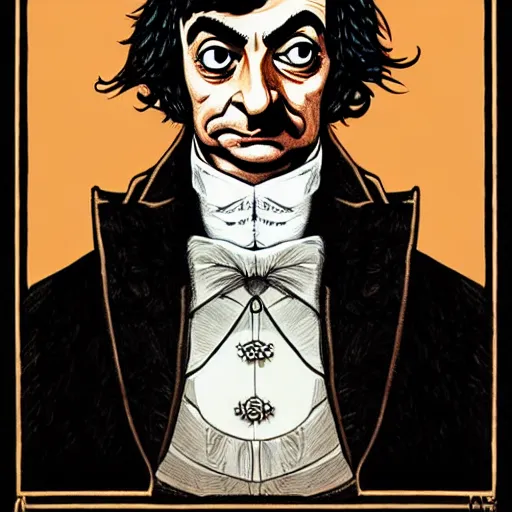 Prompt: portrait of mr. bean as napoleon by becky cloonan