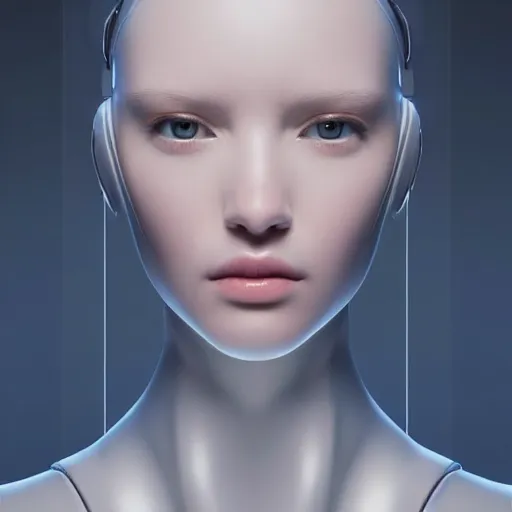 Image similar to Perfectly-Centered Portrait of a Robotic Female Android, perfectly centered, facing forward, stranding straight, full body, intricate, elegant, super highly detailed, professional digital painting, artstation, concept art, smooth, sharp focus, no blur, no dof, extreme illustration, Unreal Engine 5, Photorealism, HD quality, 8k resolution, cinema 4d, 3D, beautiful, cinematic, art by artgerm and greg rutkowski and alphonse mucha and loish and WLOP