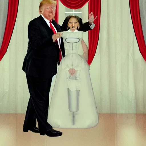 Image similar to donald trump in a maid outfit