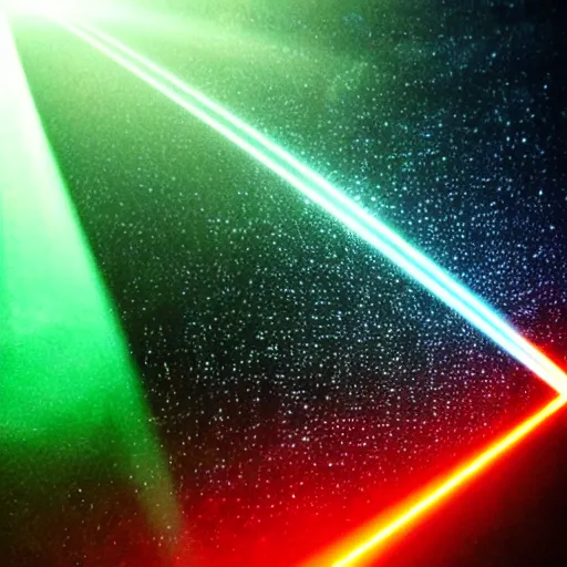 Image similar to 4 k photo of a laser shining through a prism of hell