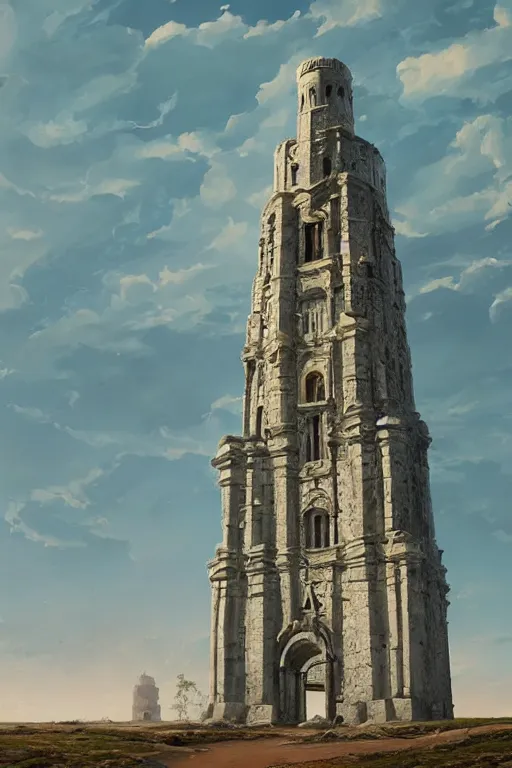 Prompt: painted tower of the moon, by Sylvain Sarrailh and Ludwig Deutsch, dramatic cinematic lighting , beautiful tilework, ornate architecture, smooth, sharp focus, extremely detailed