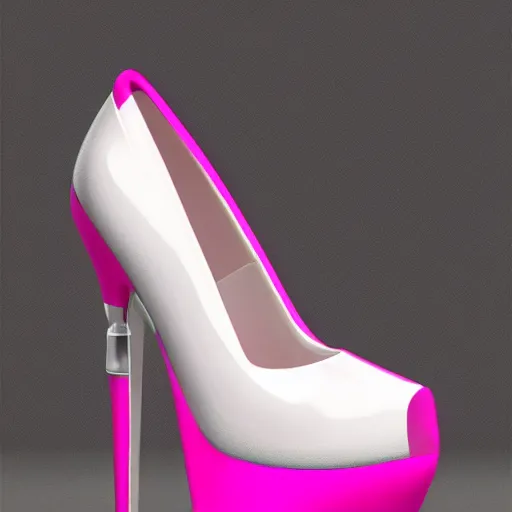 Prompt: pink leather 1 5 cm high heel shoes with 7 cm platform with ribbon to the ankle stripe, photorealistic, beautiful, architecture, clean, highly detailed, 8 k, ornate detail