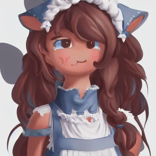 Image similar to a fox fursona wearing a maid outfit, highly detailed, digital art, trending on artstation, furry art