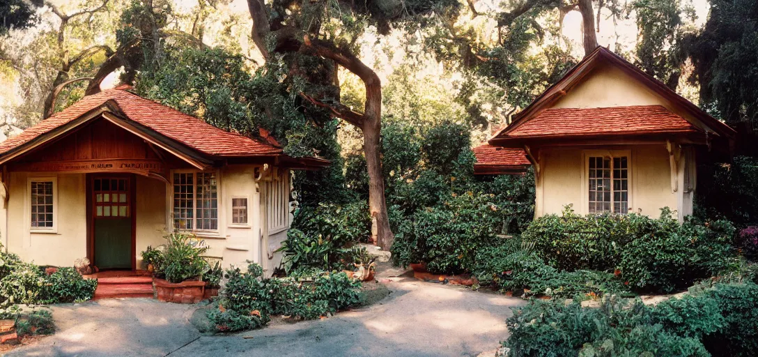 Prompt: small house designed by julia morgan. fujinon premista 1 9 - 4 5 mm t 2. 9. portra 8 0 0.