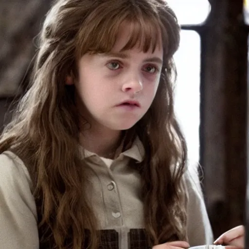 Prompt: Hermione Granger with down syndrome