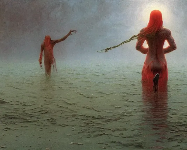 Prompt: the last sight before death by drowning, painted by zdzislaw beksinski and artgerm and greg rutkowski and alphonse mucha and rene laloux