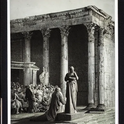 Image similar to Polaroid picture of a Roman consul during a political speech in Ancient Rome, photography, hyper detailed