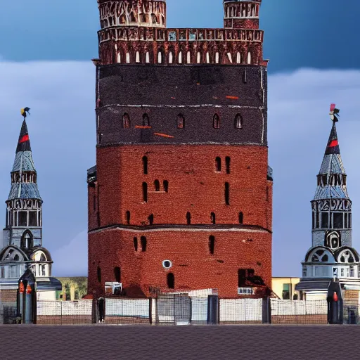 Prompt: photo of burning tower of Kremlin, highly detailed, 8k