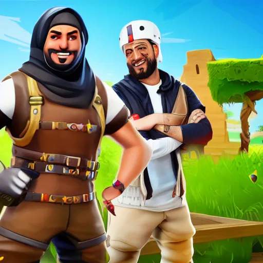 Image similar to oussam ben laden as a fortnite skin