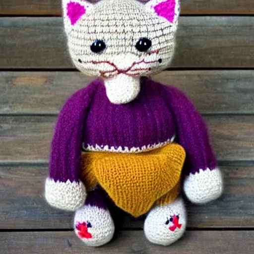 Prompt: a cute knitted cat