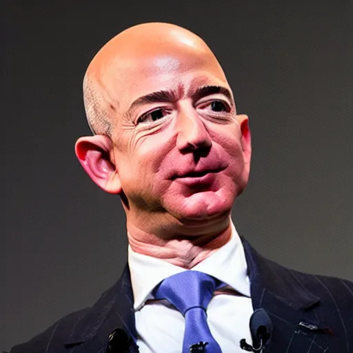 Image similar to Jeff bezos with a surprised face