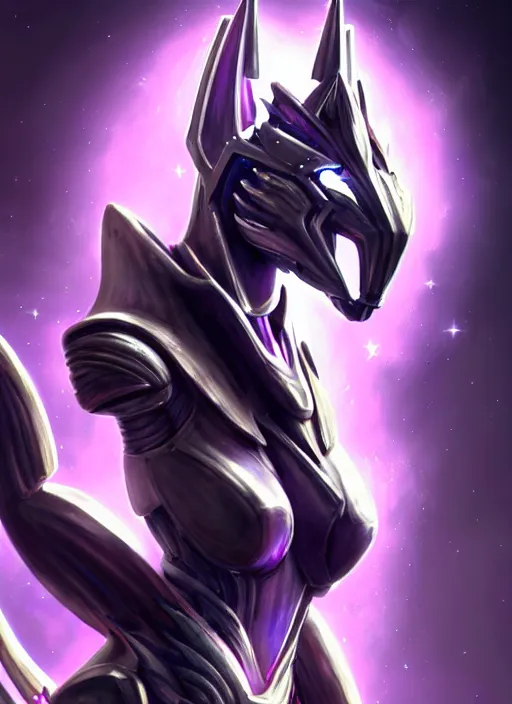 Prompt: cinematic close shot, cosmic sized beautiful stunning elegant hot giant robot mecha female dragon goddess, sharp sleek cyborg dragon head, sharp metal ears, smooth purple eyes, smooth fuschia skin, smooth silver armor, floating in space, epic proportions, epic scale, macro furry, furry art, dragon art, goddess art, giantess art, warframe fanart, furaffinity, octane