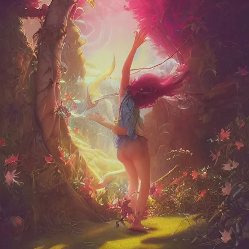 Image similar to 🧚‍♀️✨🌳🧚‍♀️ Polaroid candid by Lisa Frank Peter Mohrbacher Jason Felix Artgerm Ferdinand Knab Alena Aenami Dave LaChapelle