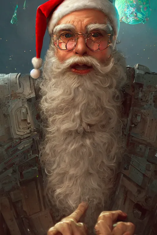 Prompt: a hiper intricate portrait of beautiful cybernetic santa, it falls apart into voronoi fractures, broken glass, hiper intricate 3 d render, hyper realistic detailed portrait, scifi, fantasy, hdri light, hyper detailed, octane render, concept art, by peter mohrbacher, by wlop, by ruan jia