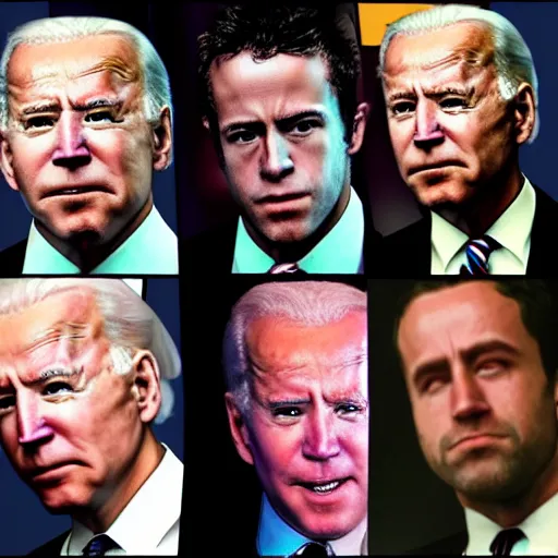 Image similar to joe biden fight club, detailed faces