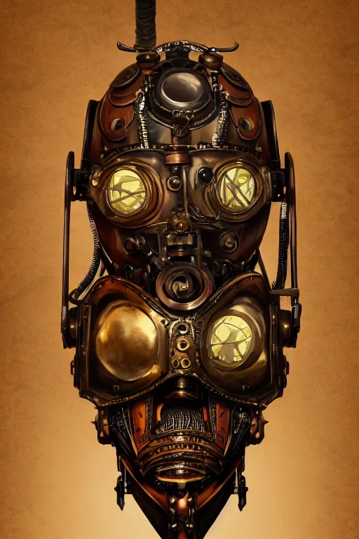 Image similar to steampunk helmet fantasy art mask robot ninja stylized digital illustration sharp focus, elegant intricate digital painting artstation concept art global illumination ray tracing advanced technology chaykin howard and campionpascale and cooke darwyn and davis jack