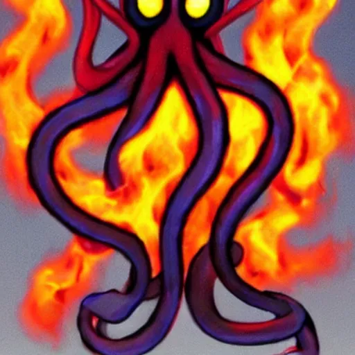 Prompt: burning octapus,