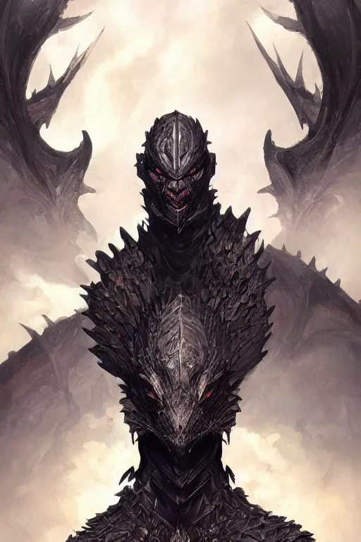 Prompt: black dragon standing, d & d, fantasy, portrait, highly detailed, headshot, digital painting, trending on artstation, concept art, sharp focus, illustration, art by artgerm and greg rutkowski and magali villeneuve