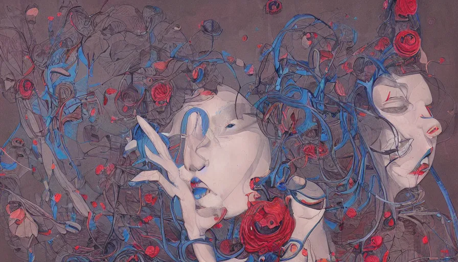 Prompt: A James Jean painting of a beautiful woman entering another dimension, cinematic look, high detail,