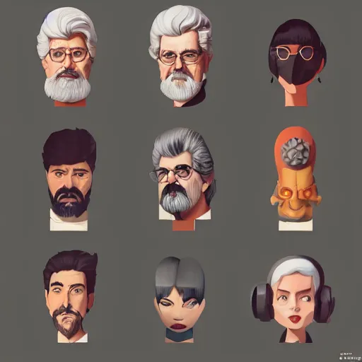 Image similar to face icon stylized minimalist george lucas, loftis, cory behance hd by jesper ejsing, by rhads, makoto shinkai and lois van baarle, ilya kuvshinov, rossdraws global illumination