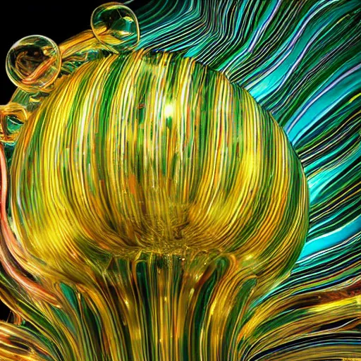 Prompt: photorealistic portrait of a plasma energy tron murano faberge candy glass egg designed by david chihuly and hr giger. made up of glowing swirling electric pixels. tron world background. photo still by annie liebowitz