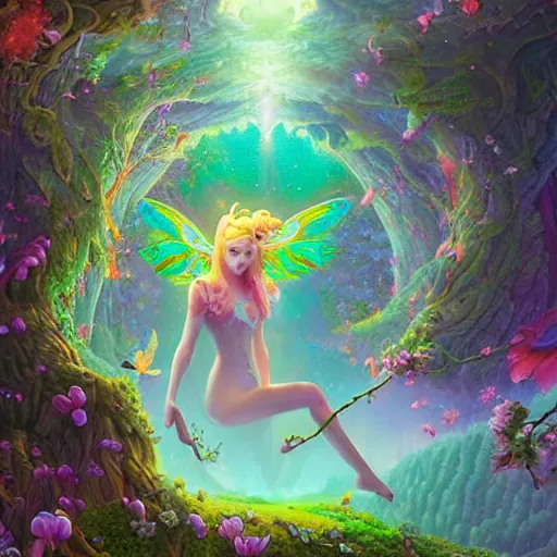 Image similar to 🧚‍♀️✨🌳🧚‍♀️, detailed matte fantasy painting, by Lisa Frank by Peter Mohrbacher by by Artgerm by Ferdinand Knab by Alena Aenami by Dave LaChapelle