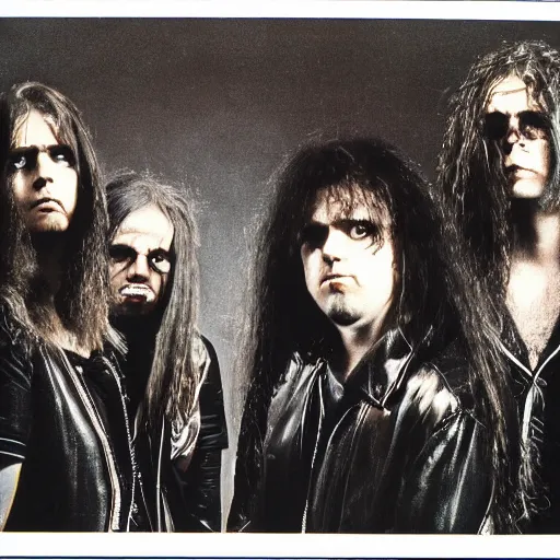 Prompt: 1 9 8 0 s death metal band promo photo, fine detailed, photorealistic, portrait