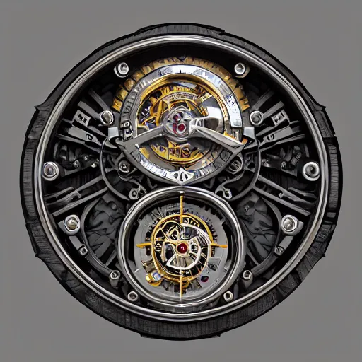 Prompt: “a highly intricate tourbillon watch, steampunk style, extreme detail, 3D render, octane 3D, studio lighting, 8K”