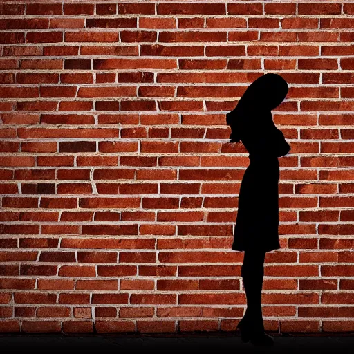 Image similar to a silhouette of a woman cast upon a brick wall