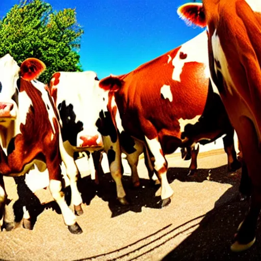 Prompt: cows udder, fisheye lens