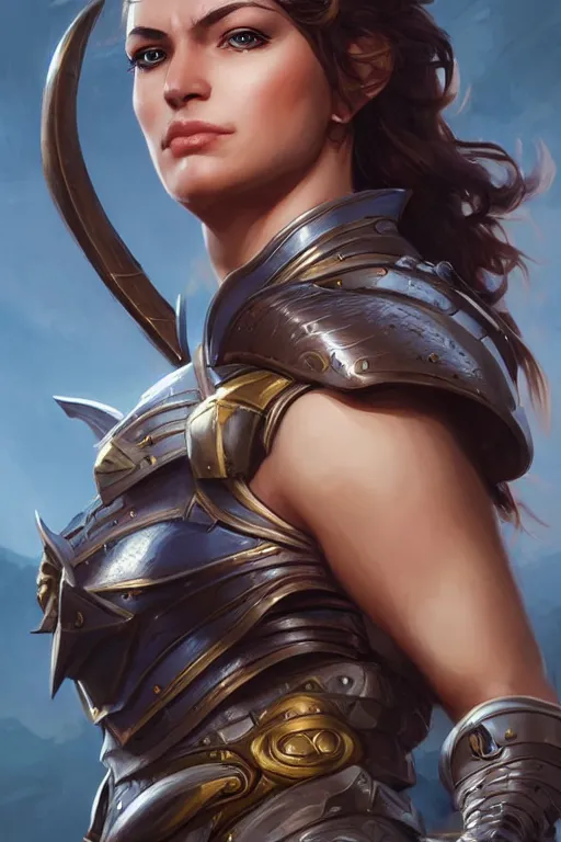 Image similar to amazon valkyrie athena, d & d, fantasy, portrait, highly detailed, headshot, digital painting, trending on artstation, concept art, sharp focus, illustration, art by artgerm and greg rutkowski and magali villeneuve