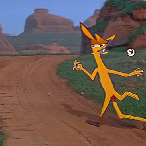Image similar to wile e coyote catches road runner