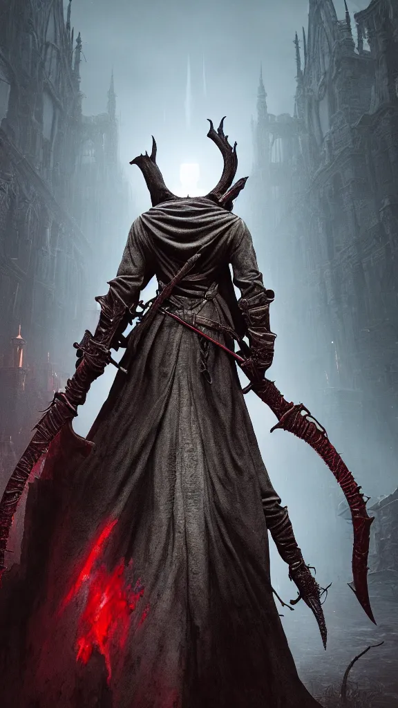 Image similar to bloodborne, sword, beksinski, greg rutkowski, cinematic, unreal engine, red, blood, epic, golden ratio, cosmic horror, realistic, high quality, photorealistic. realistic, 8 k octanerender.