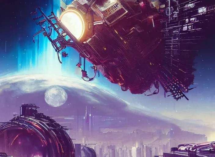 Prompt: The moon exploding into a nuclear fusion explosion cyberpunk 2077 loading screen, intricate, dystopian, fantasy, extremely detailed, digital painting, artstation, concept art, smooth, sharp focus, illustration, intimidating lighting, incredible art by artgerm and greg rutkowski and alphonse mucha and simon stalenhag