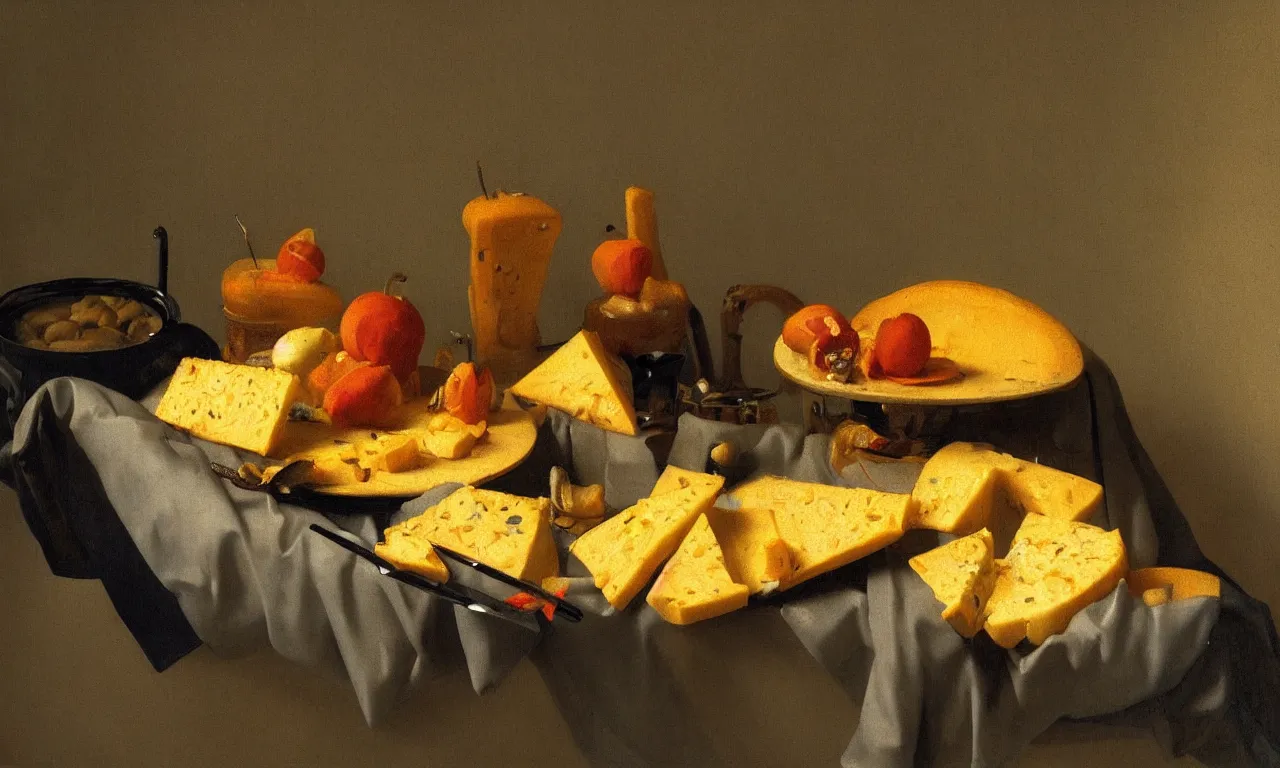 Prompt: still life of a juicy cheesebuger painted by Johannes Vermeer, vivid colors, high details, cinematic, 8k resolution, beautiful detailed, photorealistic, digital painting, artstation, concept art, smooth, sharp focus, illustration, fantasy background, artstation trending, octane render, unreal engine