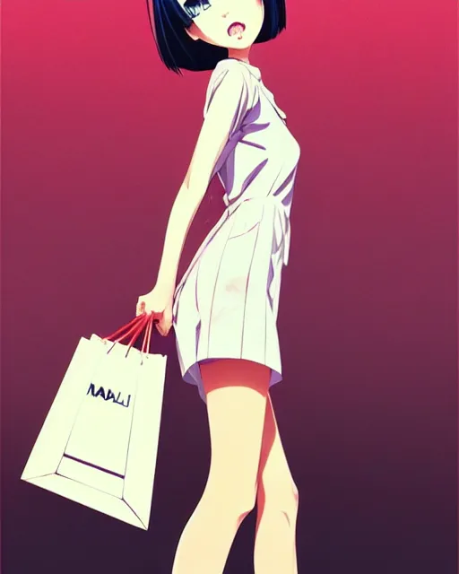 Prompt: cute girl wearing high heel with shopping bags. full - length | very very anime!!!, fine - face, audrey plaza, realistic shaded perfect face, fine details. anime. very strong realistic shaded lighting poster by ilya kuvshinov katsuhiro otomo ghost, magali villeneuve, artgerm, jeremy lipkin and michael garmash and rob rey