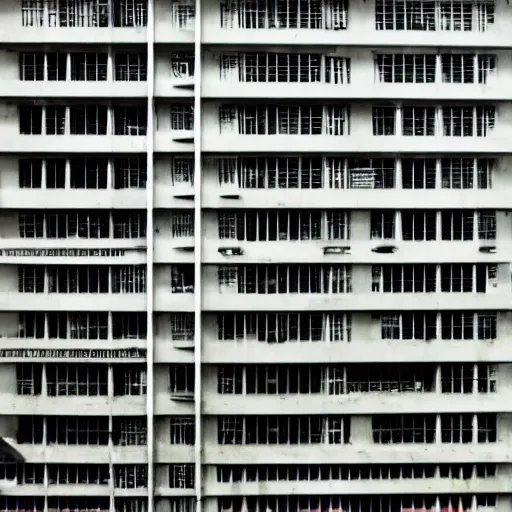 Image similar to brutalist Singapore, depth of field, grainy, retrofuturism