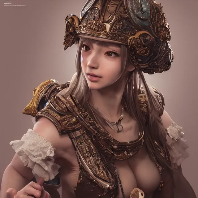 Prompt: studio portrait of neutral good colorful female cleric bard healer as absurdly beautiful, elegant, realistic gravure idol, an ultrafine hyperdetailed illustration by kim jung gi, irakli nadar, intricate linework, detailed faces, super sharp focus, bright colors, octopath traveler, final fantasy, unreal engine 5 highly rendered, global illumination, radiant light